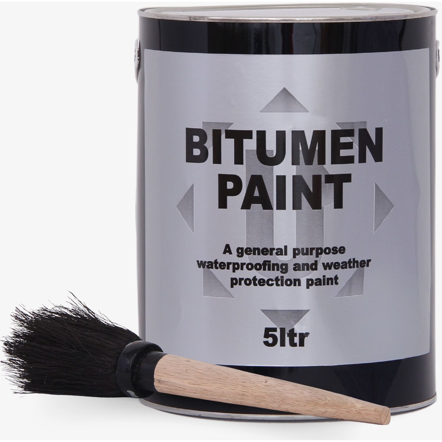 Black Bitumen Paint 5L with Brush Included Outdoor Waterproof Coating ...