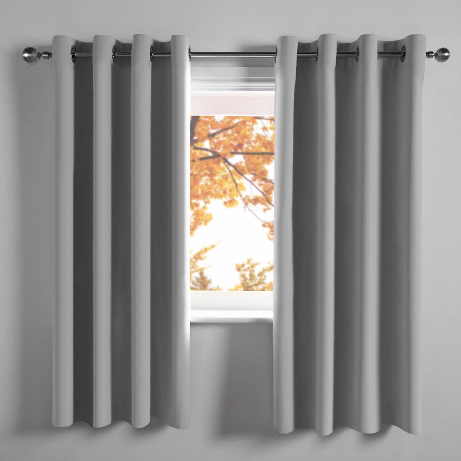 Kids Plain Blackout Eyelet Curtains - Silver / 66" wide x 54" drop