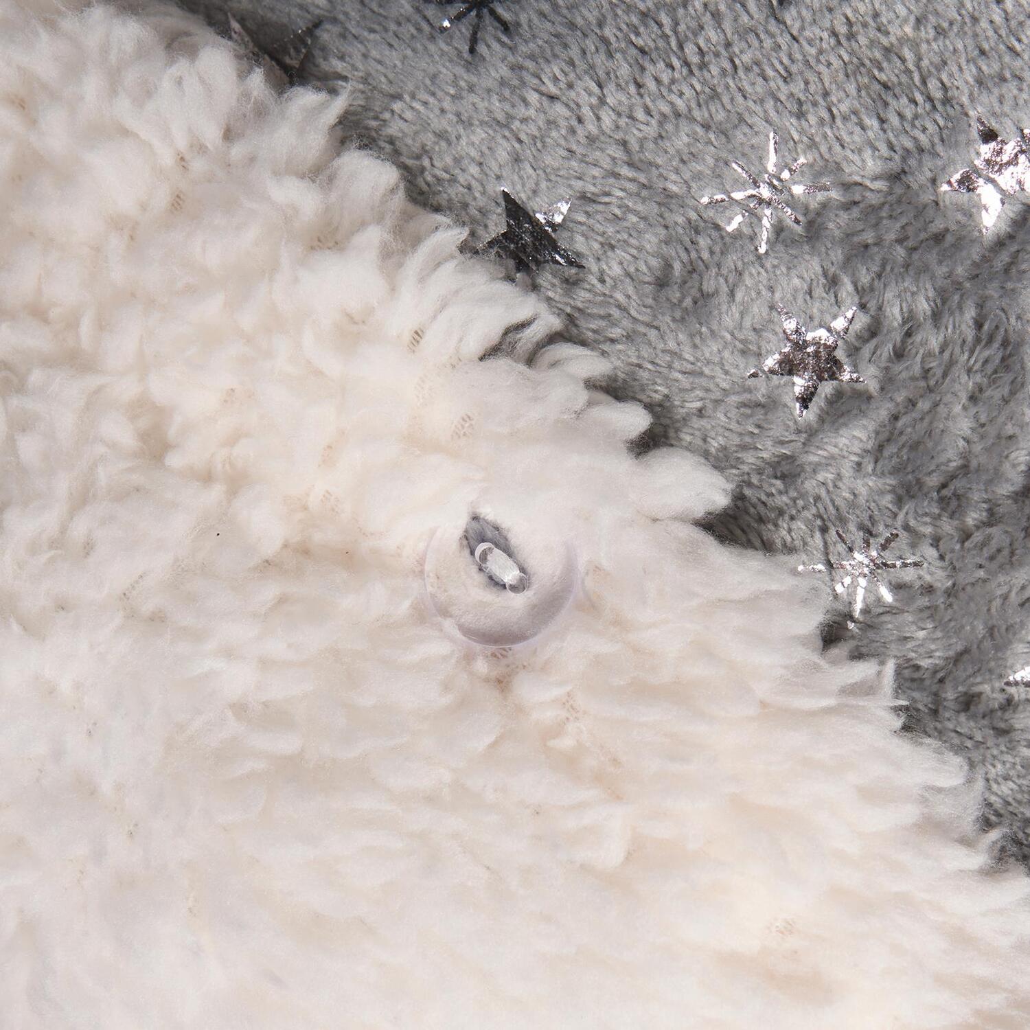 Metallic Stars Fleece Duvet Set - Grey Double