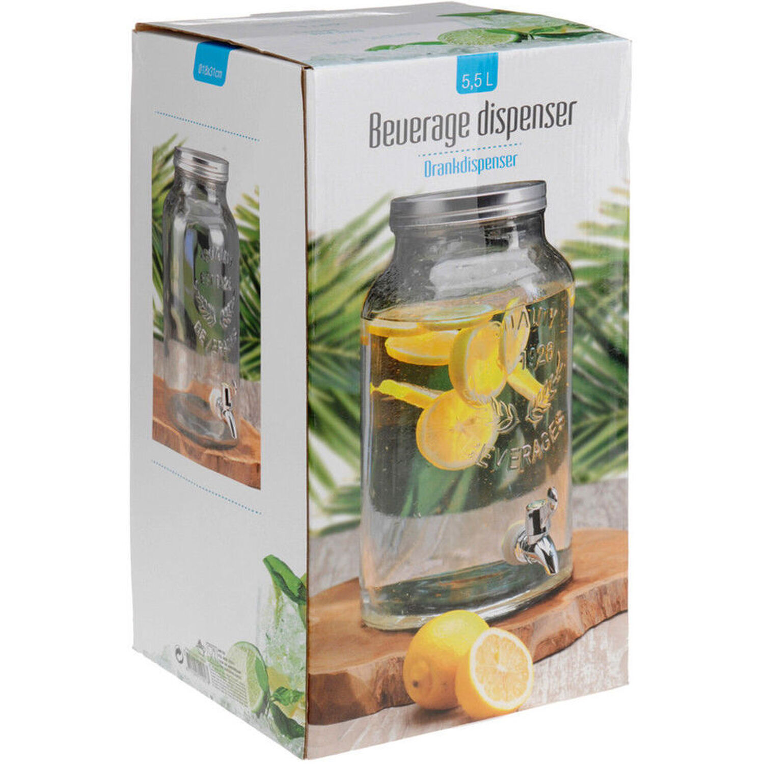 Glass Drinks Dispenser with Tap and Screw Lid
