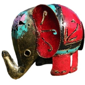 Standing Tea Light Holder - Red Elephant