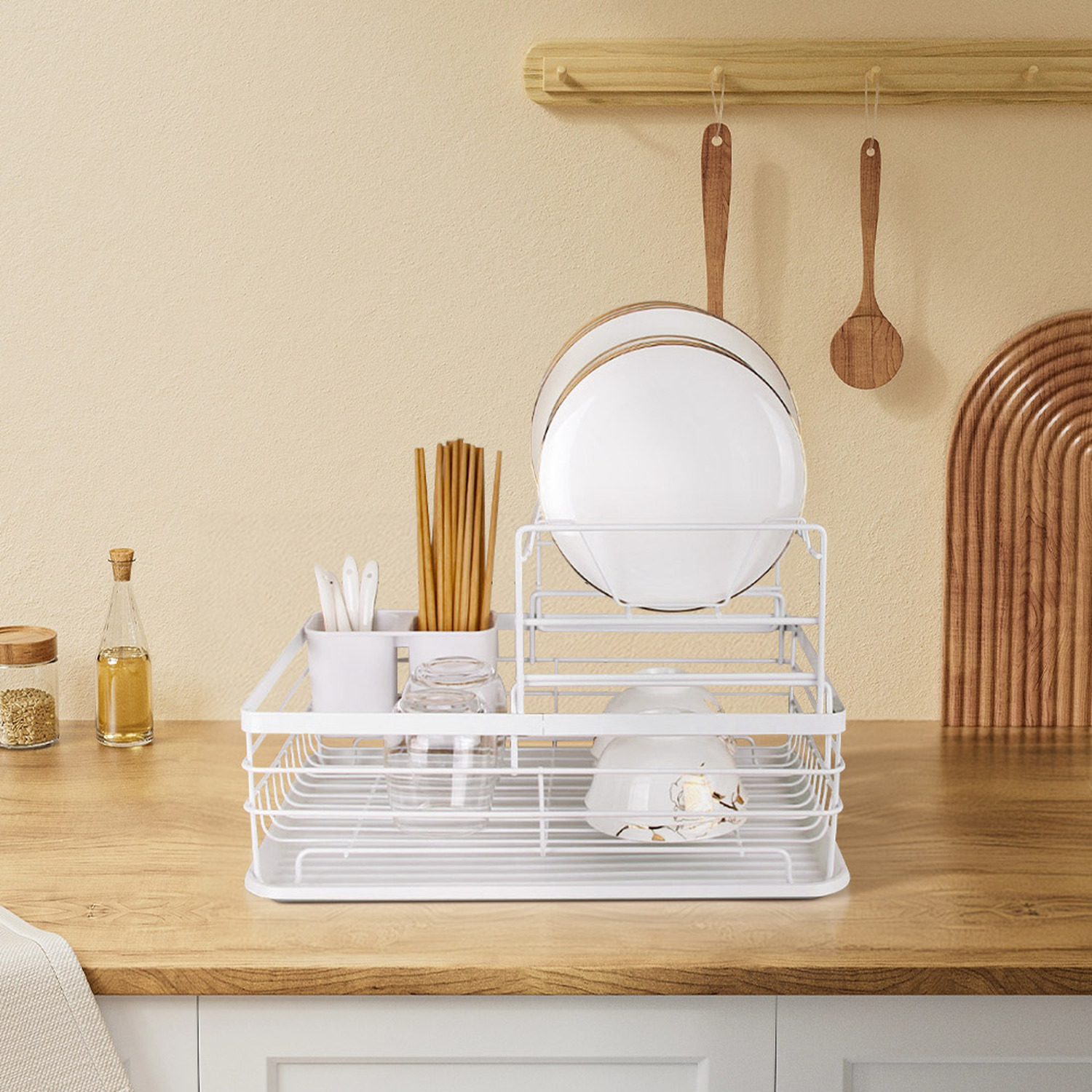lifeideas - Dish Drainer with Draining Board - White