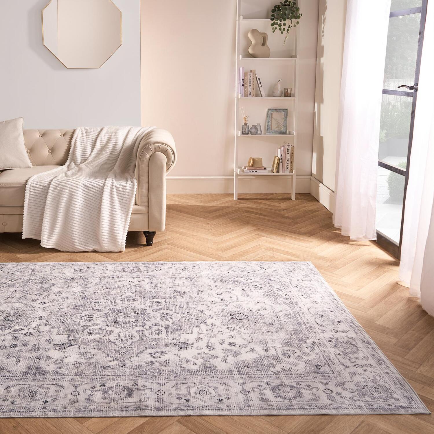 Vintage Print Washable Rug