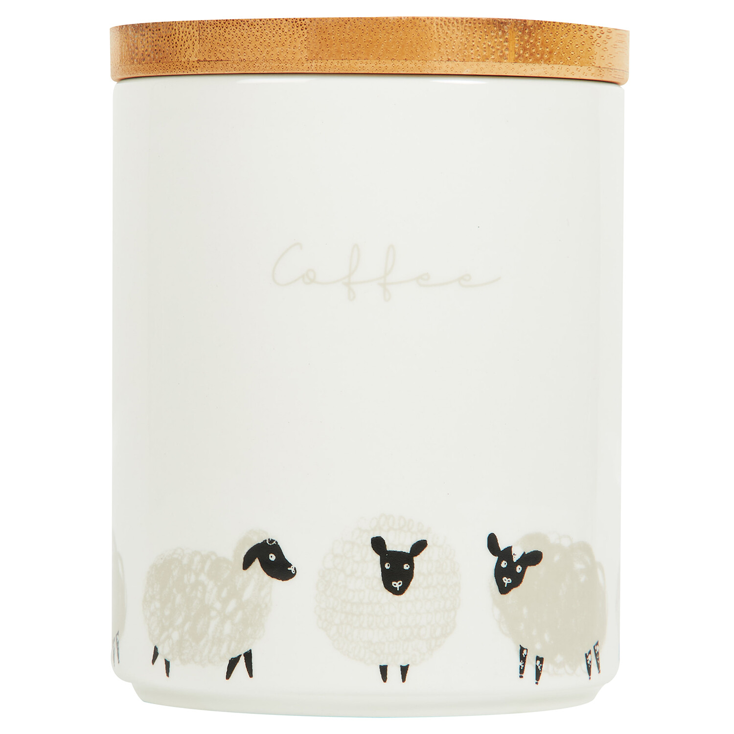 Highland Flock Canister with Bamboo Lid - White / Coffee