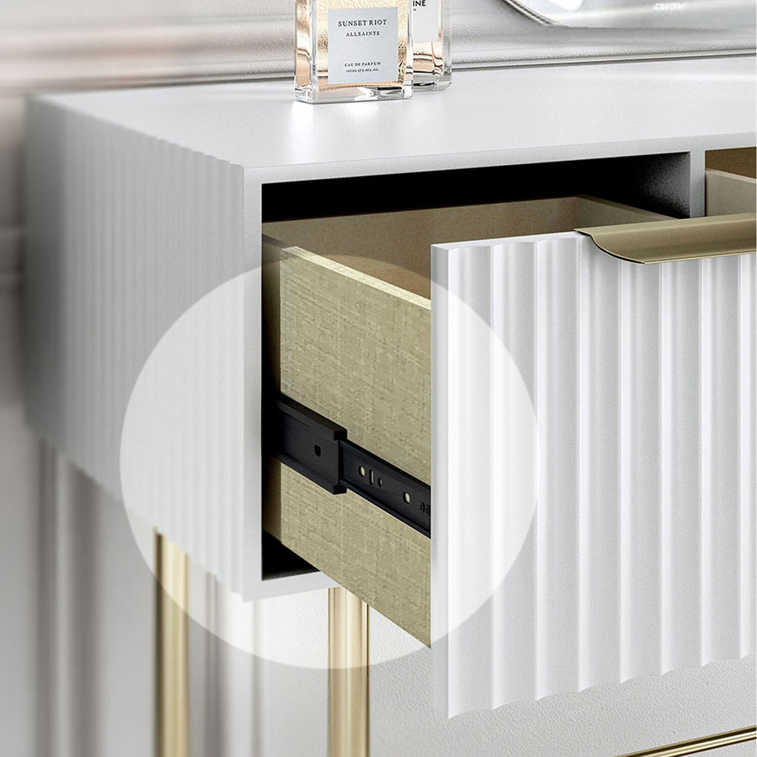 Lara Dressing Table - White Gold