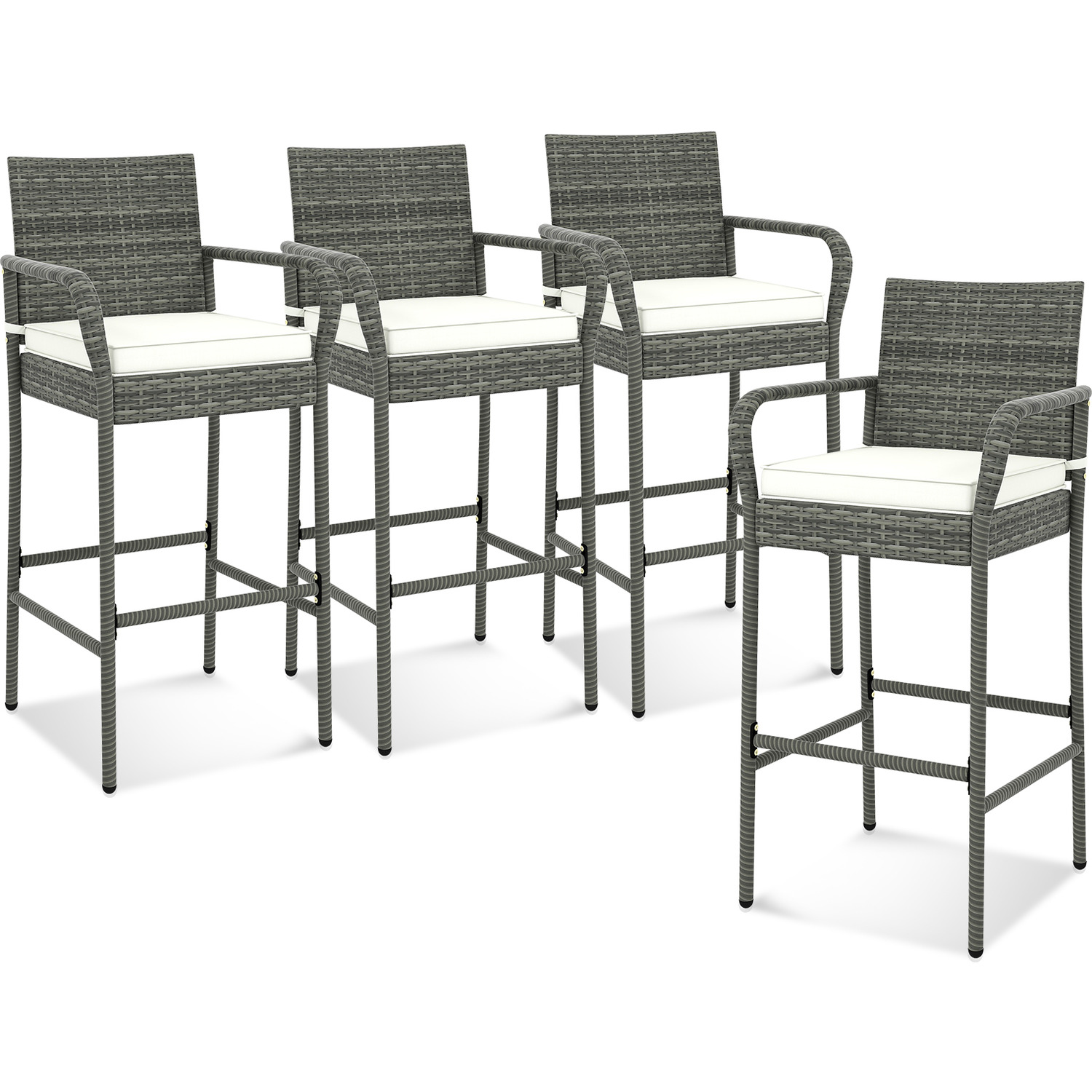 Outdoor Bar Stools Set - Grey Metalpepolyestersponge