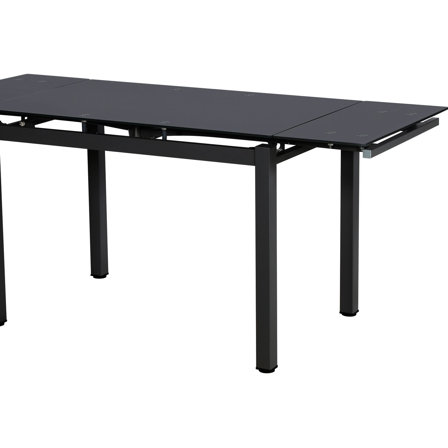 Modico Tempered Glass Extending Dining Table In Black Or Grey Small And Large - Black 170cm