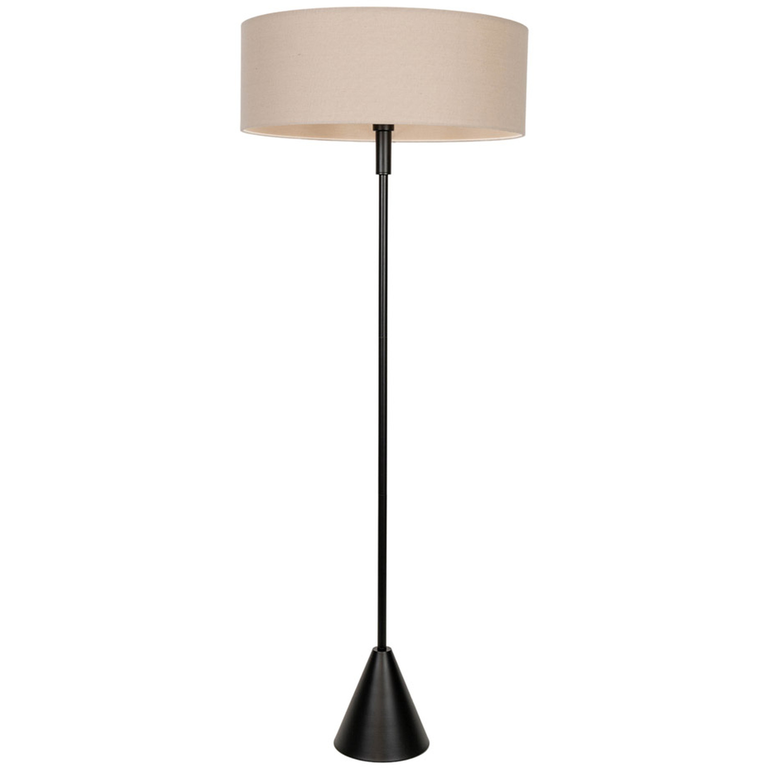 Mitch Triangle Floor Lamp with a Wide Squat Lampshade and LED Bulb - Black