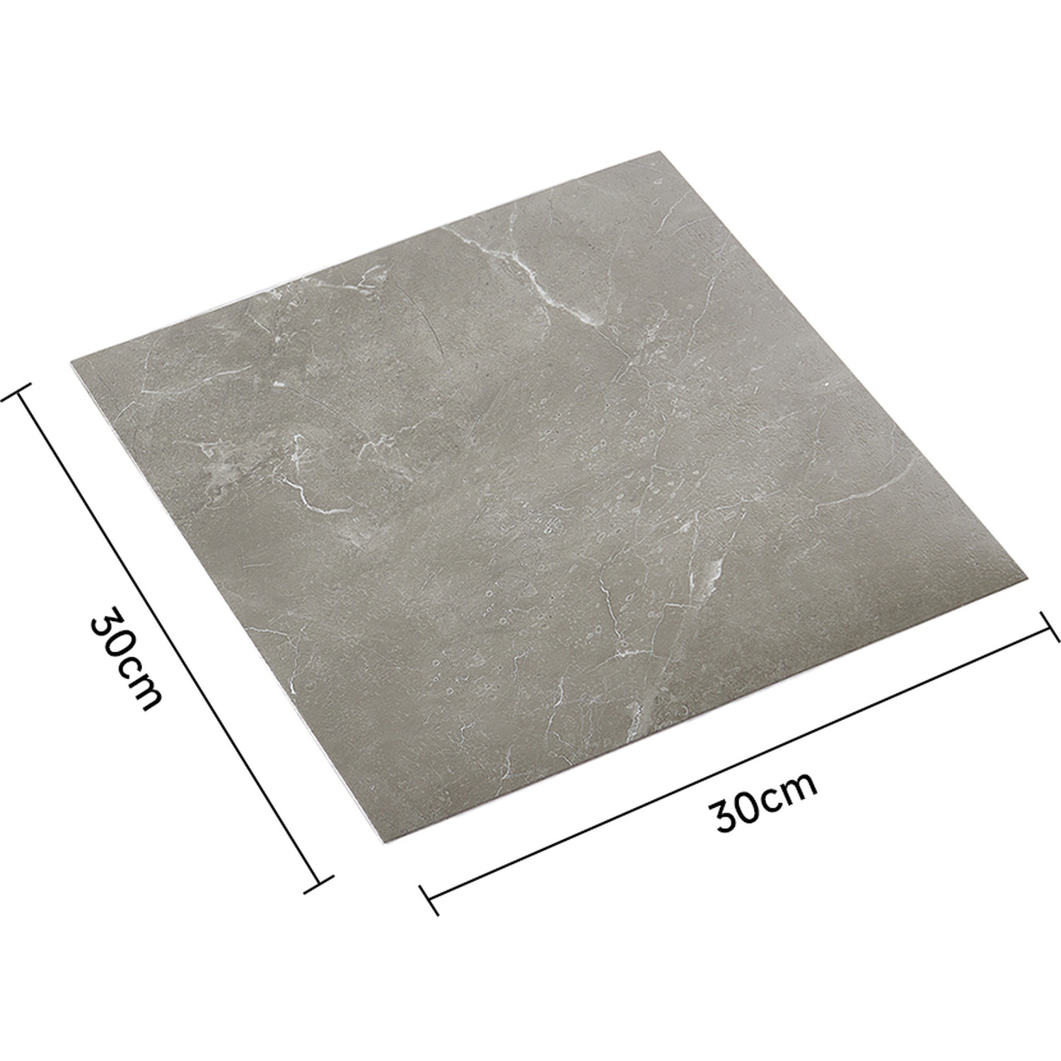 12-Piece Self-Adhesive PVC Marble Floor Tiles - Grey