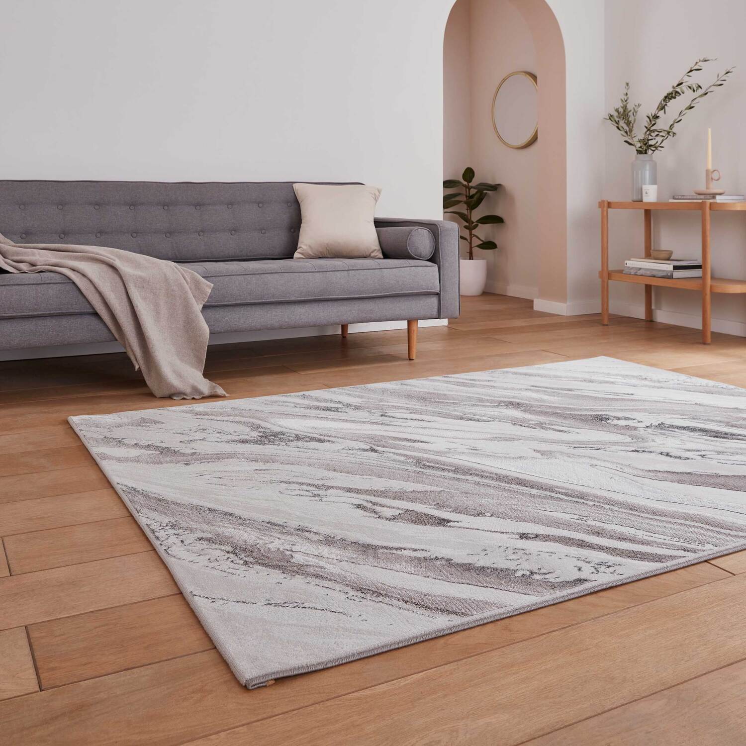Neutral Abstract Rug Cream Cream and Beige Calming Abstract Rug