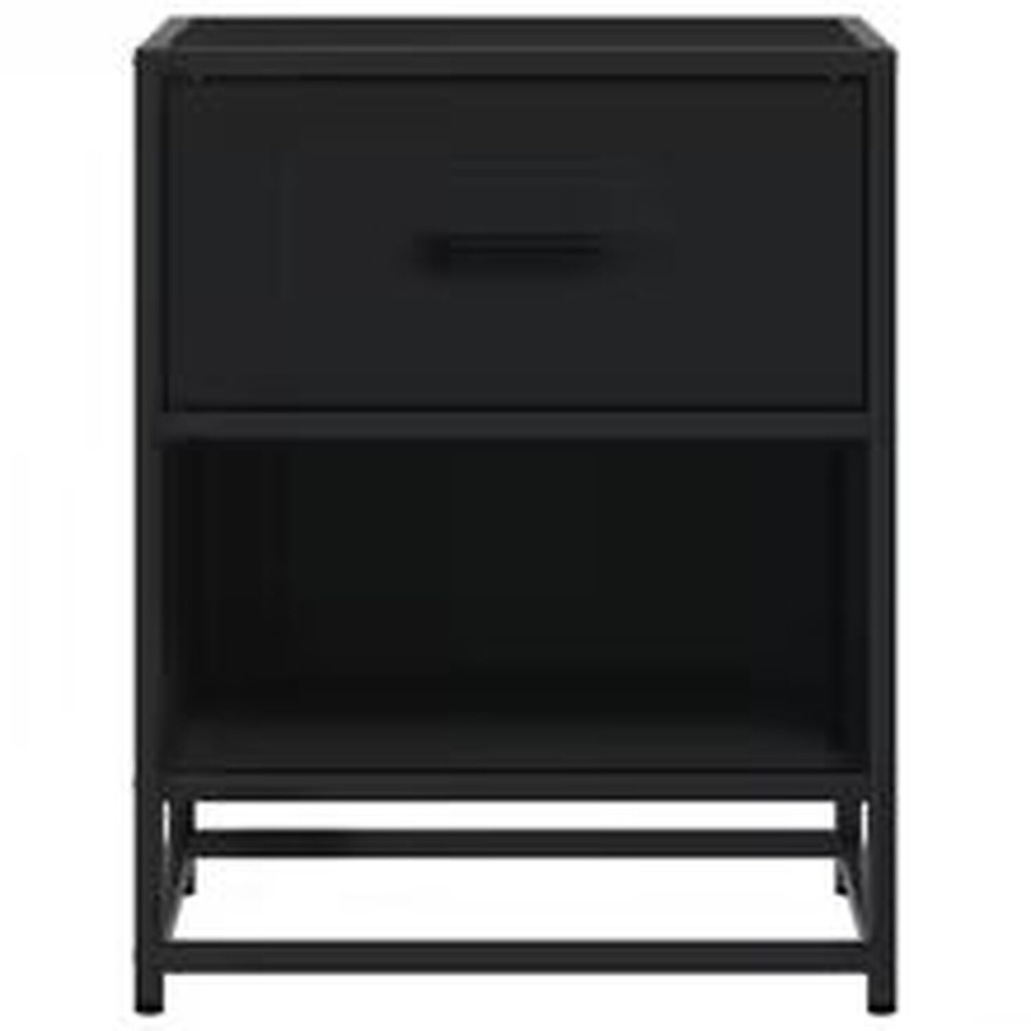 Stylish Black Bedside Cabinet With Storage - Black