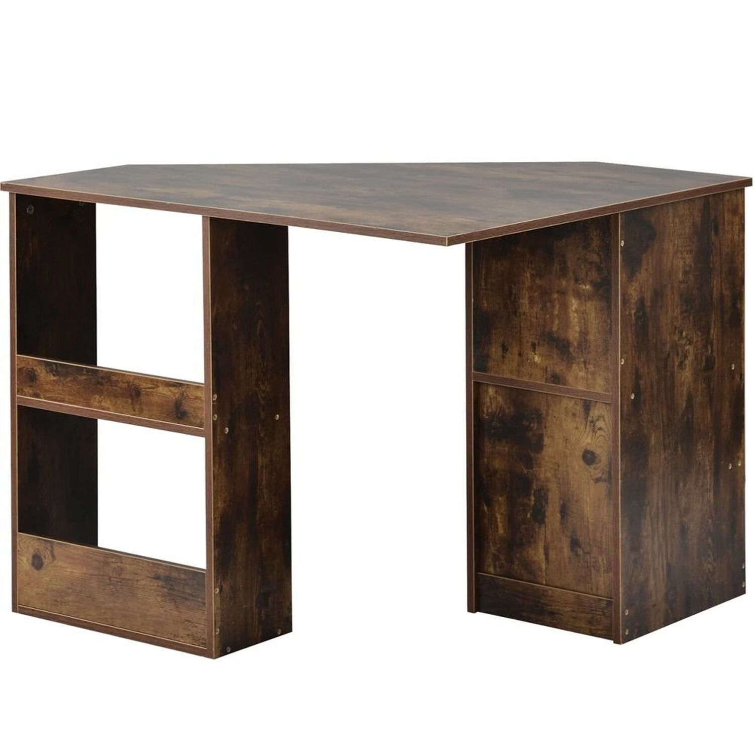 Triangle Corner Desk With Drawers - Brown
