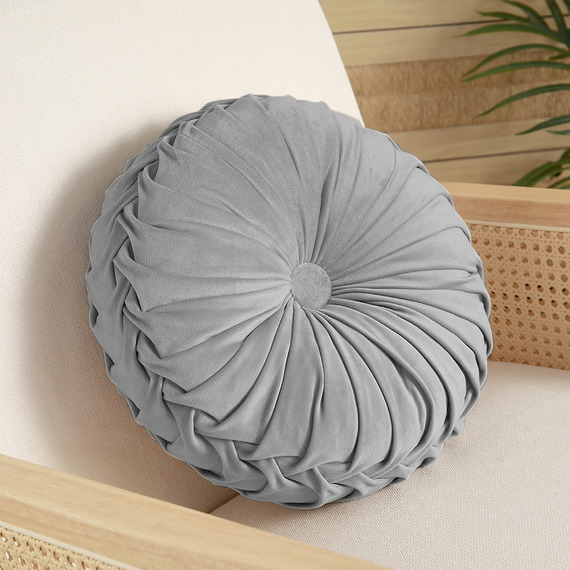 Round Pleated Pumpkin Velvet Cushion 45cm