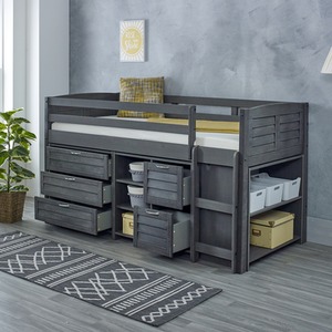 Cozy Solid Pine Mid Sleeper Bed With Storage