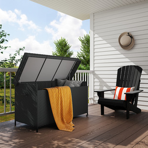 Outsunny Garden Storage Box with Gas Lift Lid and Wheels