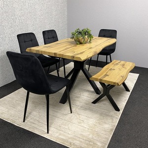 Dining Set with Velvet Chairs and Bench