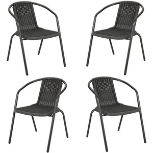 4 Pack Garden Chairs PE Rattan
