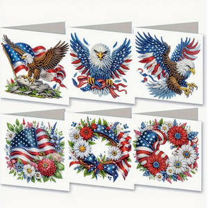 Pack of 6 American Eagle USA Diamond Art Cards