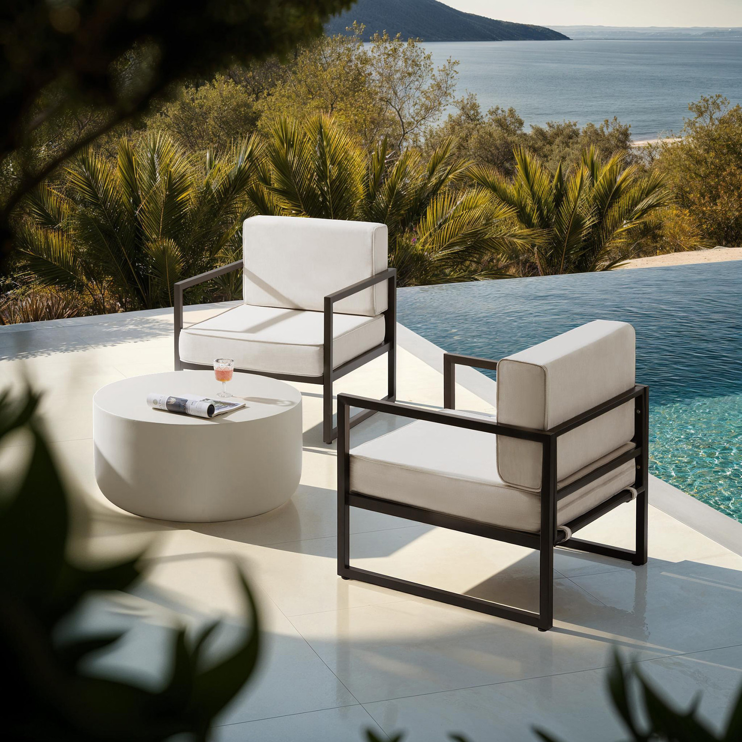 Garden Chair Comosa - Padding Water-repellent Covers Steel Frame - Beige 2