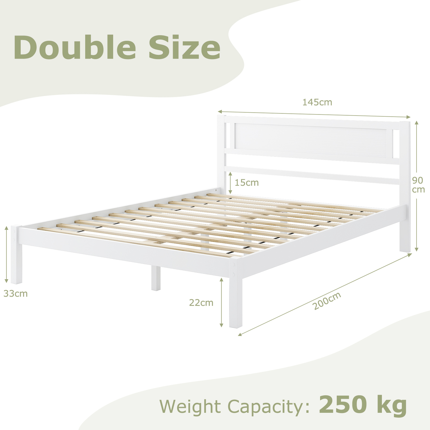 Modern Slat Support Platform Bed Base - White