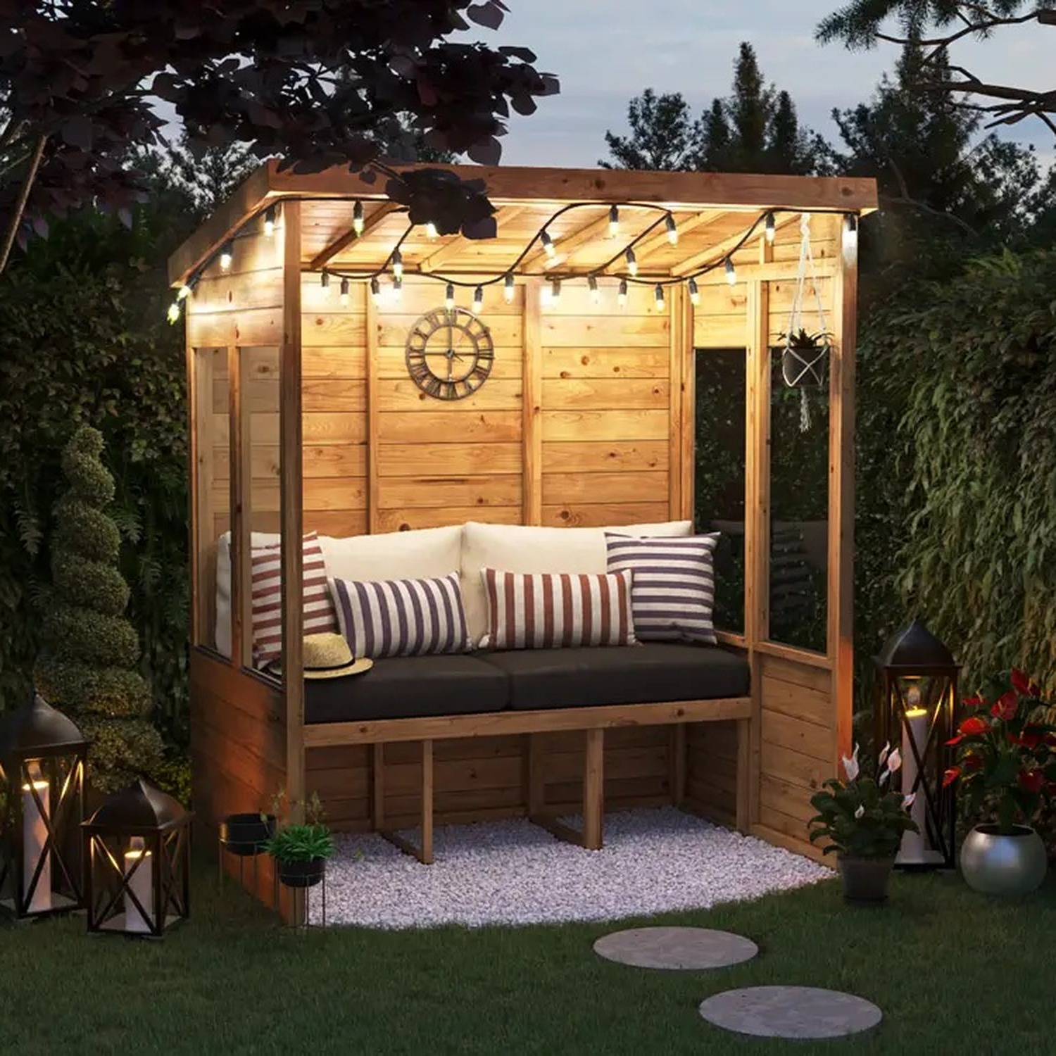 Dunster House Garden Arbour With Glazed Panels - Brown 6x4ft