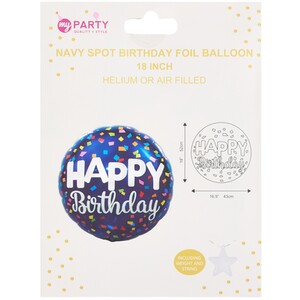Navy Spot Birthday Foil Balloon