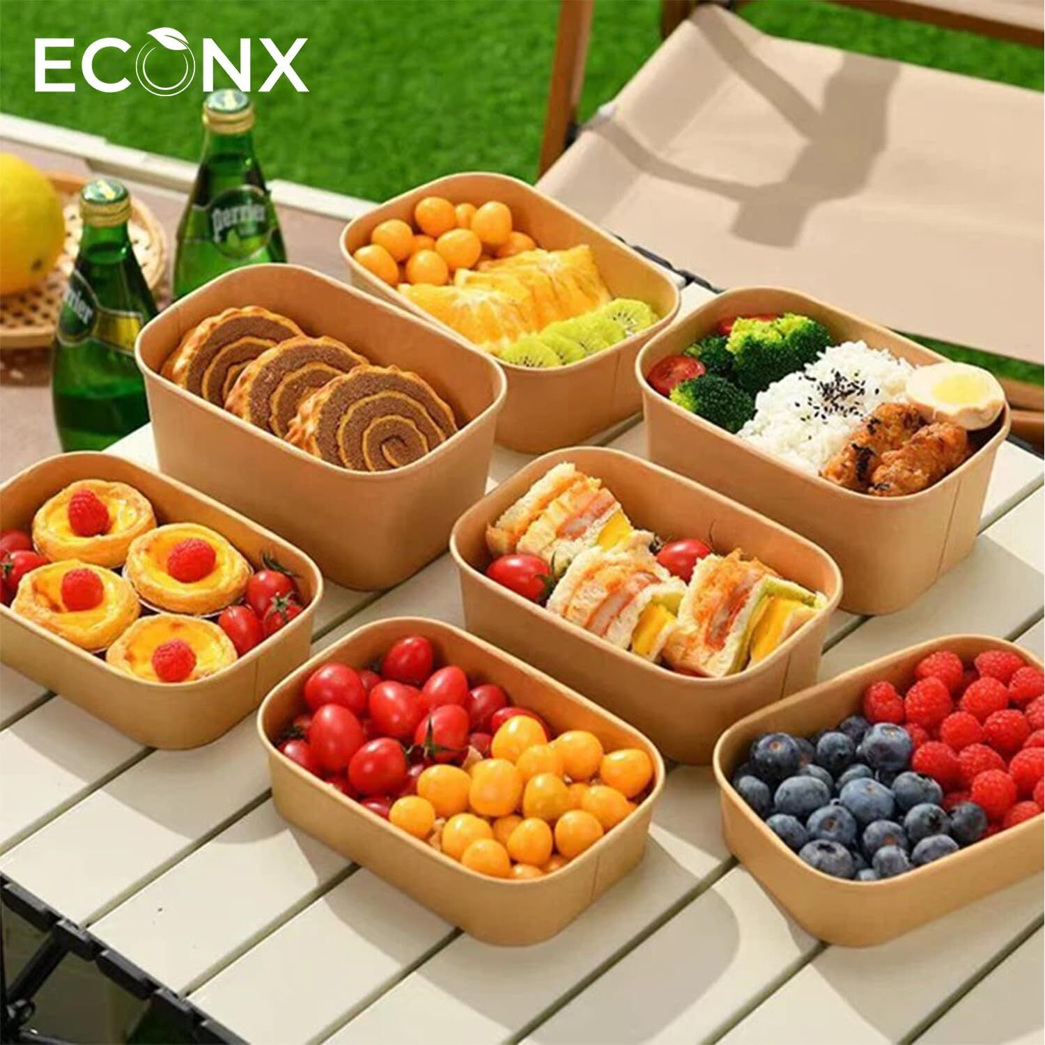 Kraft Paper Disposable Food Container with Paper Lids