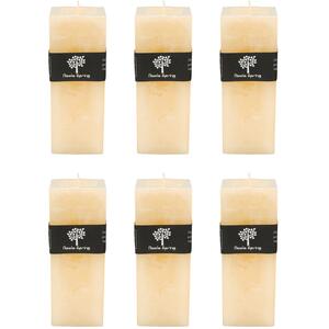 Square Vanilla Pillar Candles - 110 Hours - Cream - Pack of 6