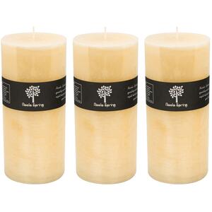 Round Vanilla Pillar Candles - 140 Hours - Cream - Pack of 3