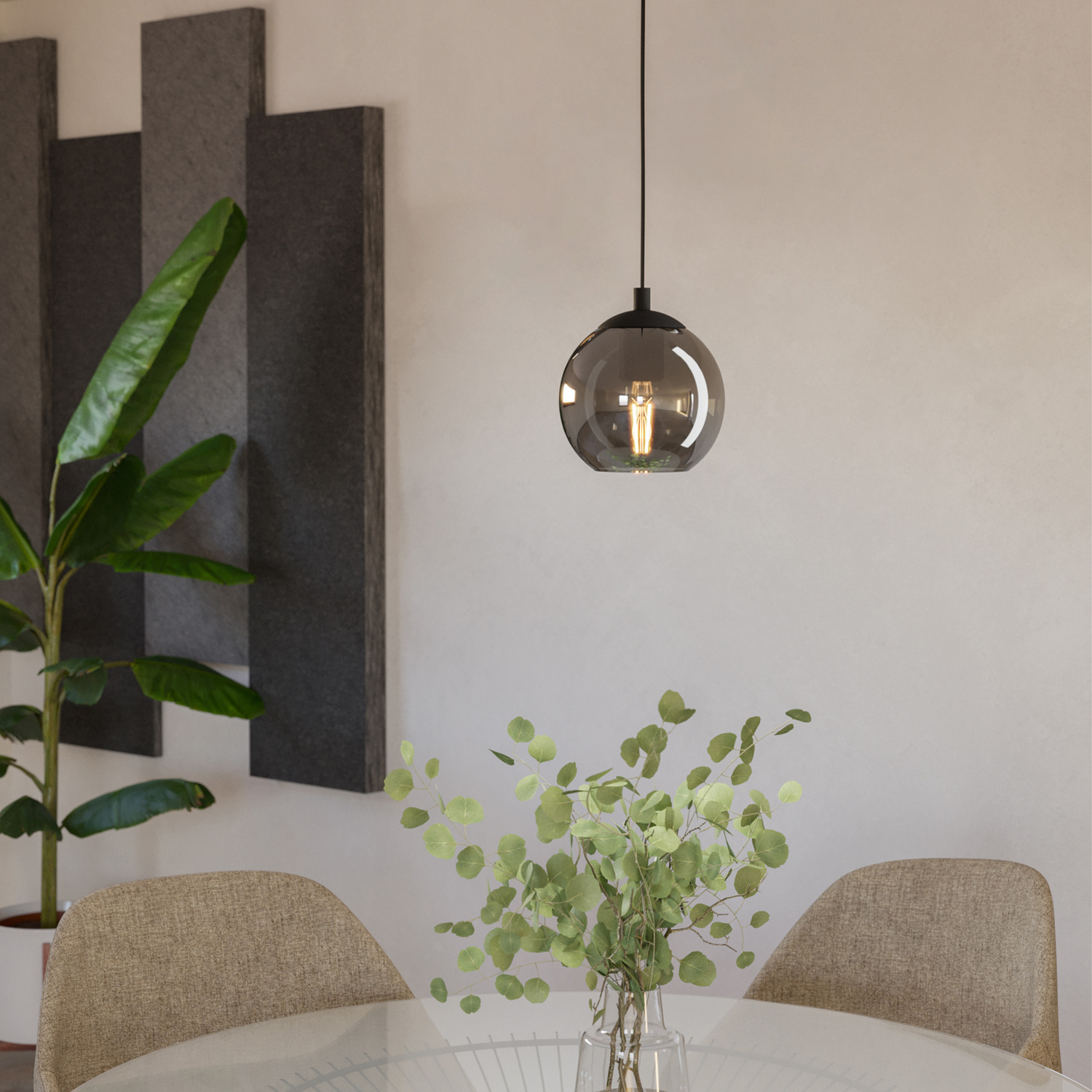 EGLO Ariscani Black Smoked Pendant - Black
