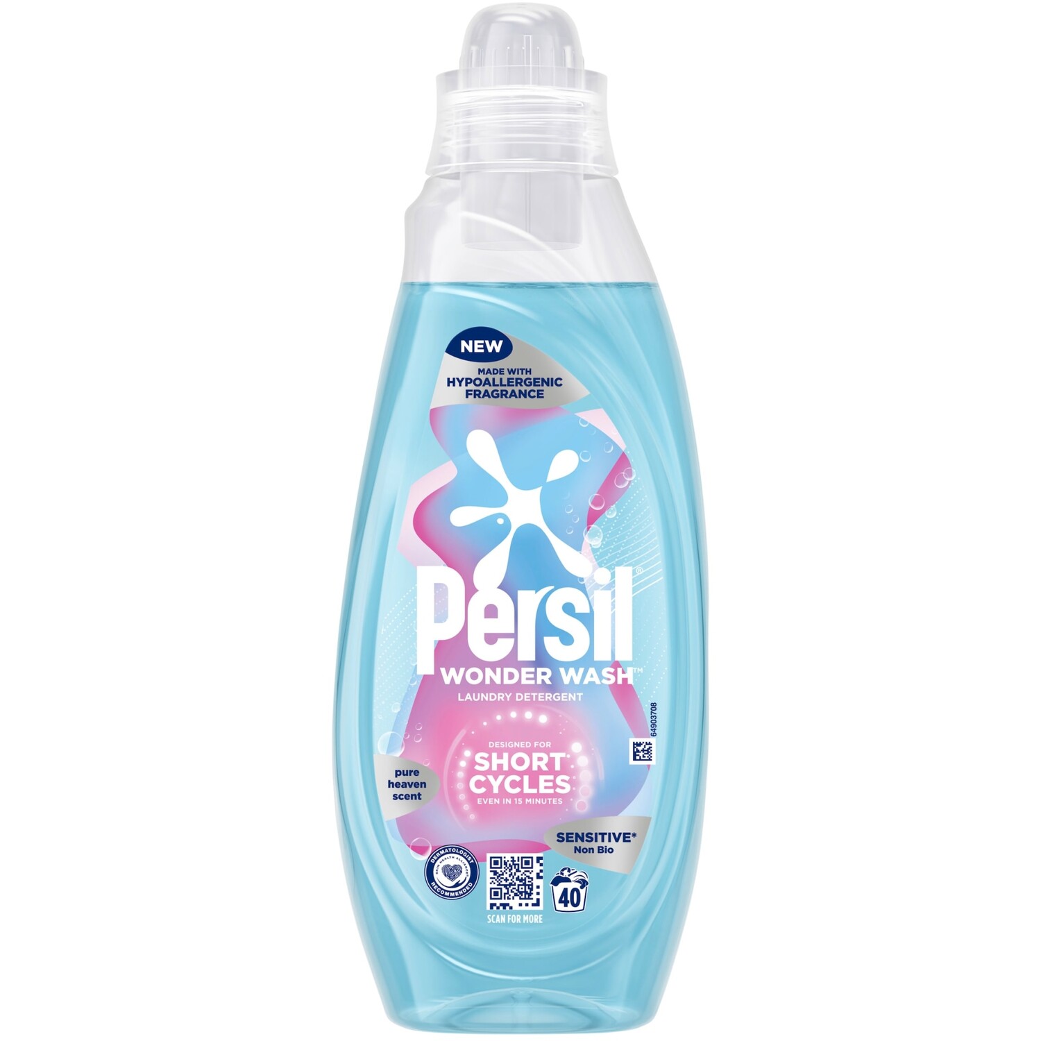 Persil Wonder Wash Sensitive Non Bio Laundry Detergent Heaven Scent 40 Wash Assorted Packs