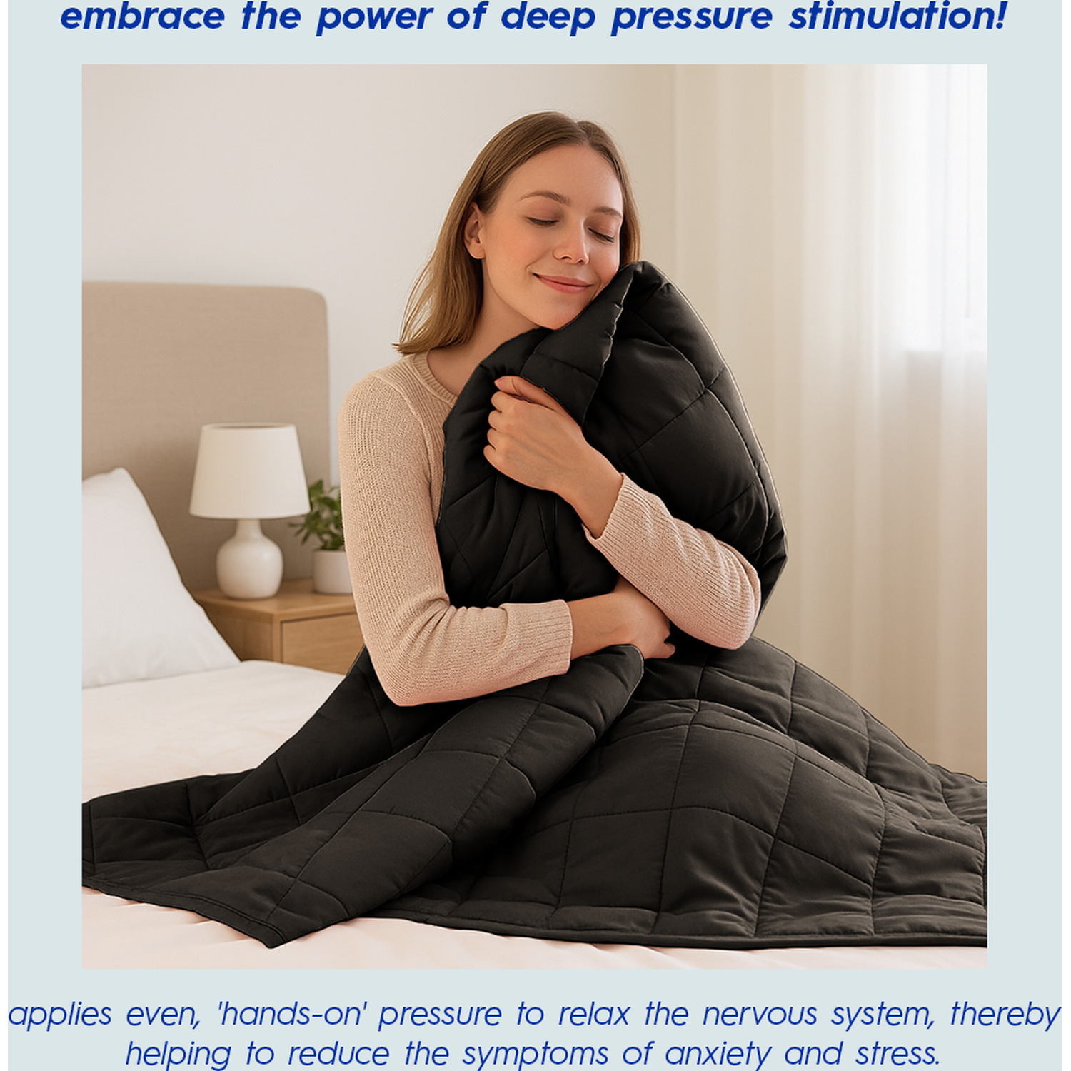 Weighted Blanket with Storage Bag - 125 x 150cm - 4kg - Black