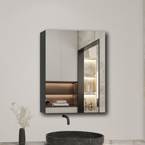 Bathroom Mirror Cabinet Wall Mounted Storage Cabinet with Mirror Door, Grey