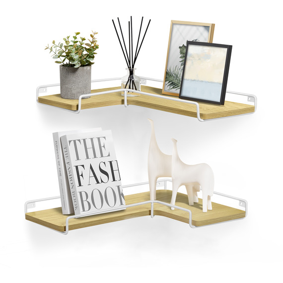 VASAGLE Set of 2 Corner Floating Wall Shelves