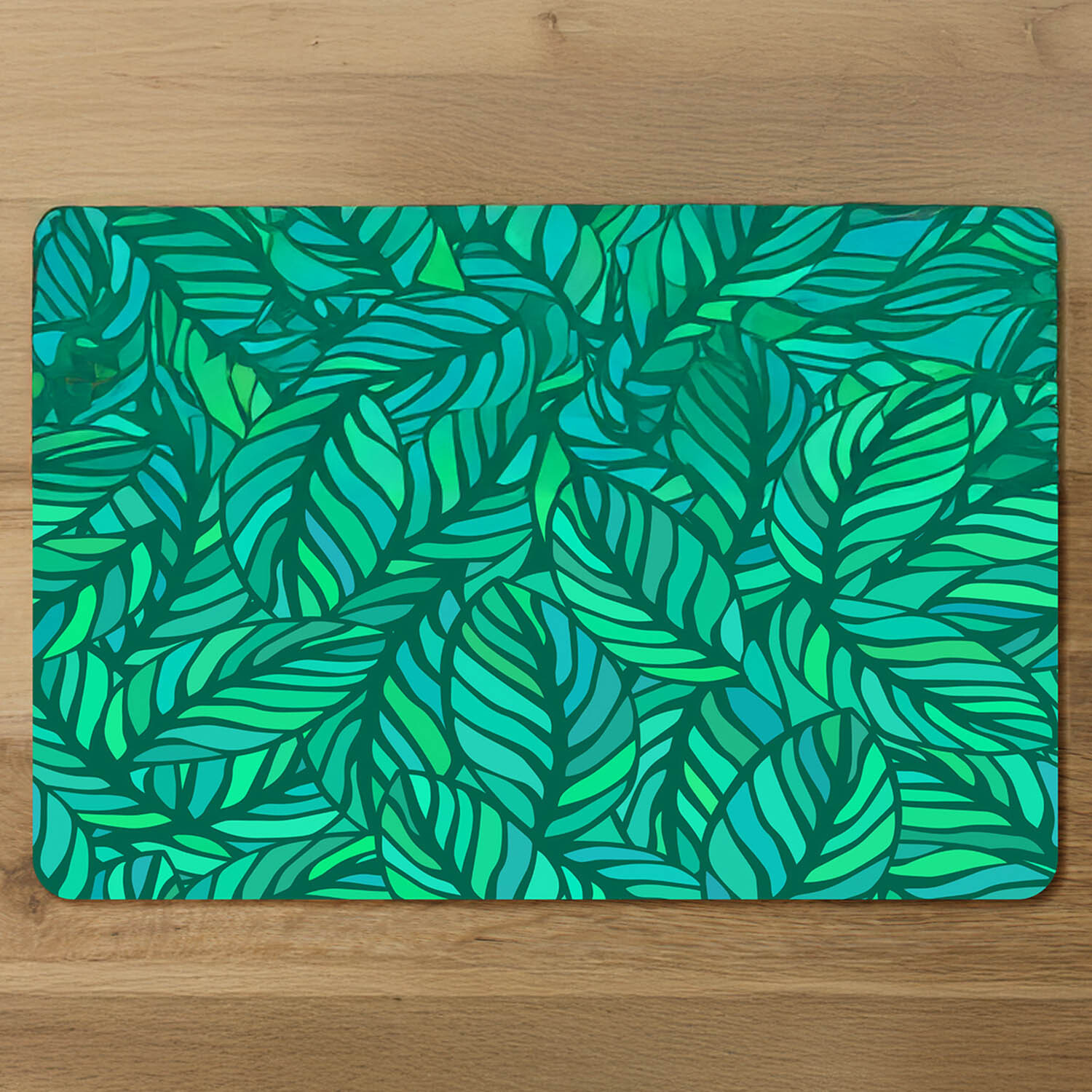 Green Leaves Pattern Designer Placemat Set - Green