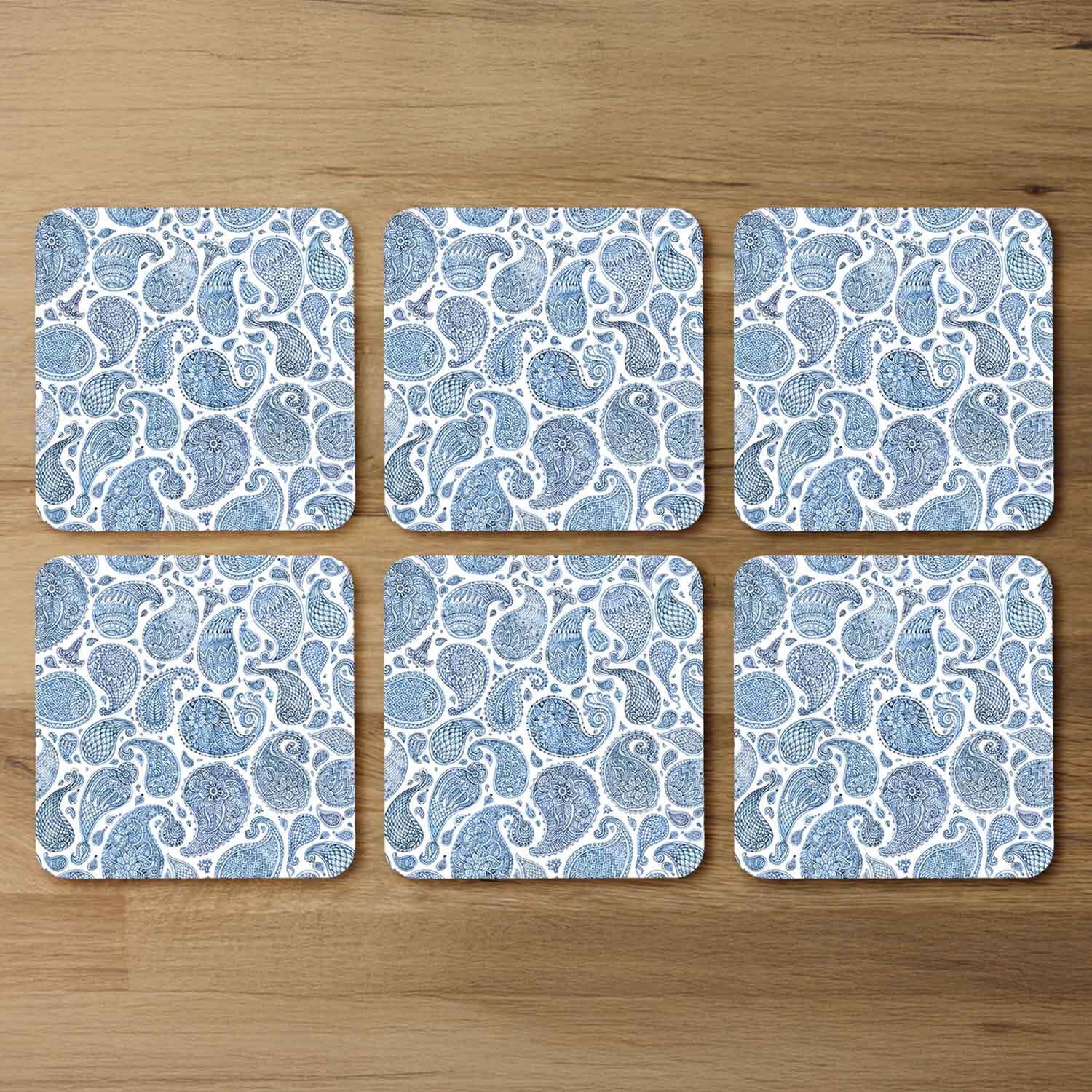 Blue And White Bo Ho World Coaster - Blue