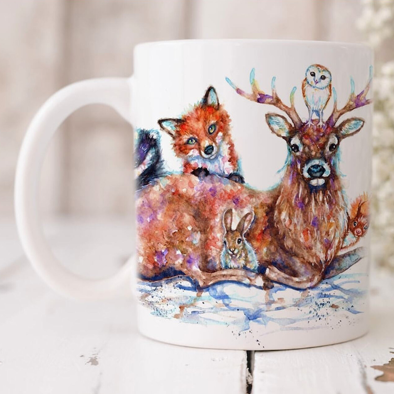 Image of Woodland Animals Watercolour Art Mug -&hellip;