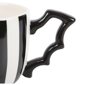 Eerie Bat Wing Teacup Monochrome Striped Elegant Unique