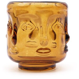 Serene Buddha Faces Candle Jar Antique Amber Decor Ambiance
