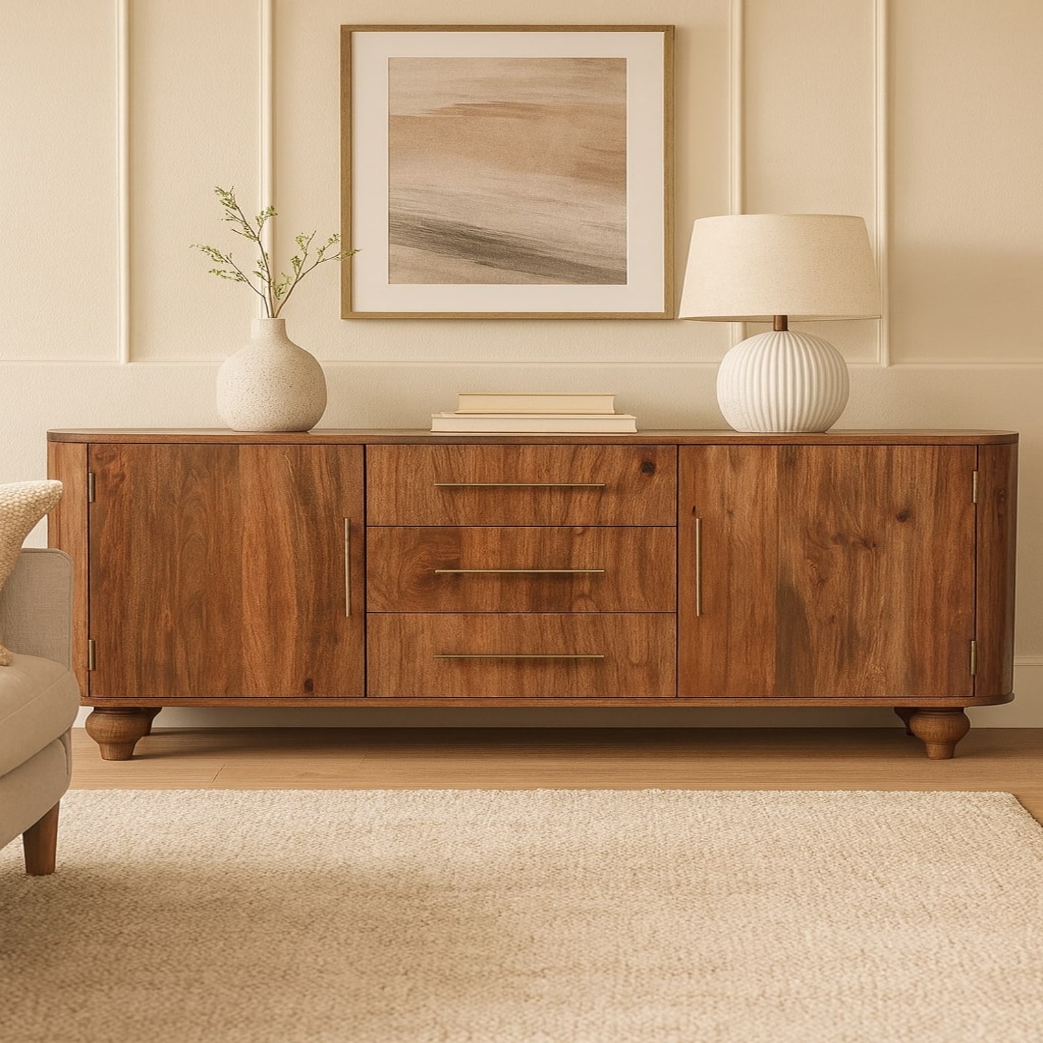 Solid Wood Montara Sideboard - Brown