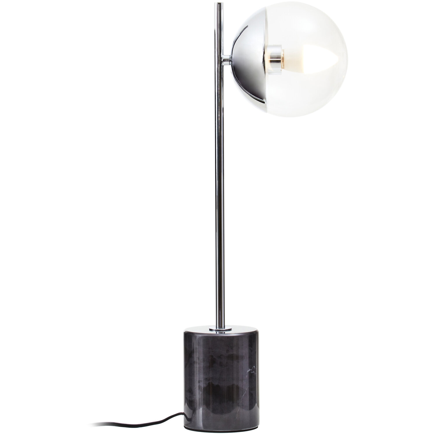 Revive Small Silver Finish Metal Table Lamp - Black