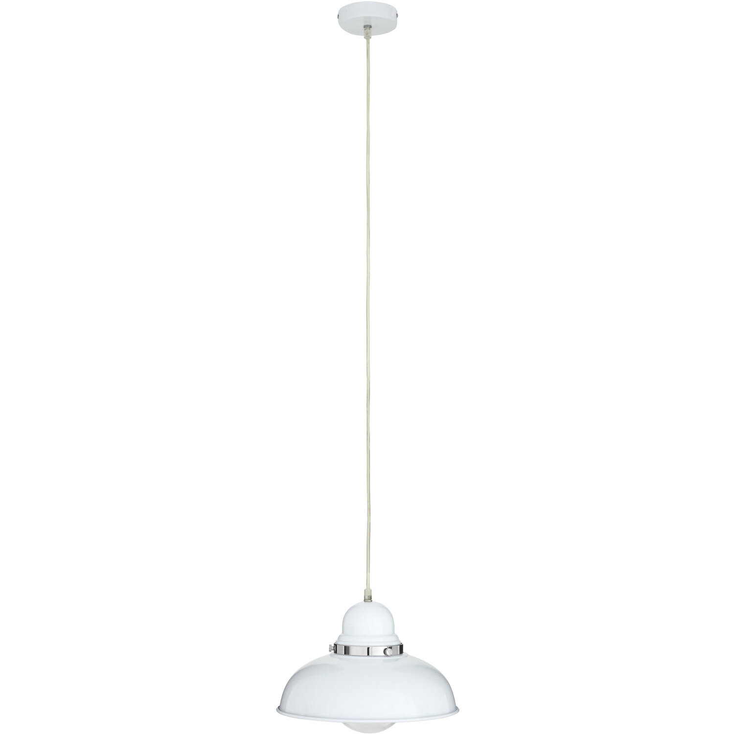 Jasper White Finish Pendant Light with Chrome Detail - White