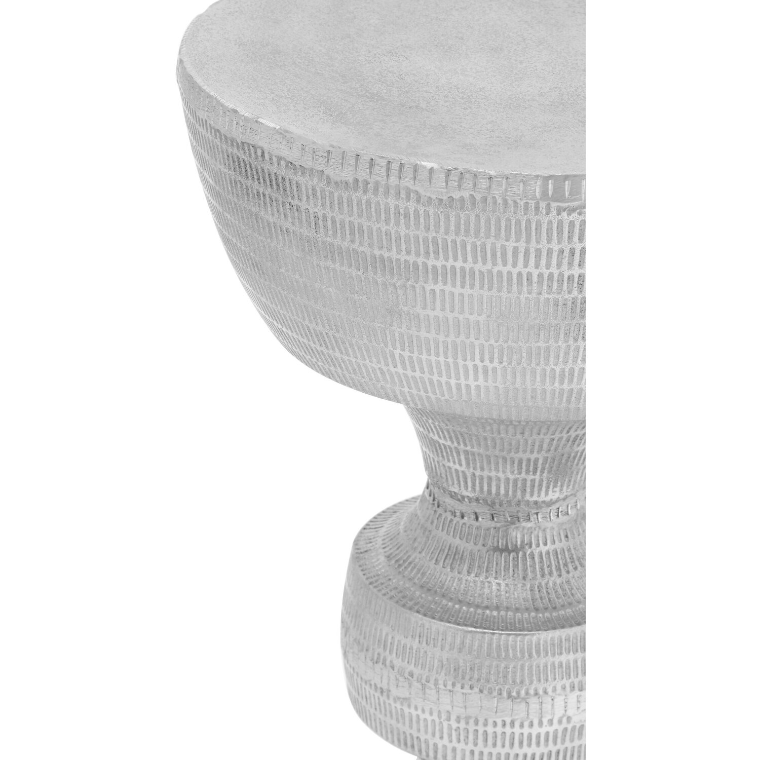 Matin Large Textured Aluminium Side Table - Silver
