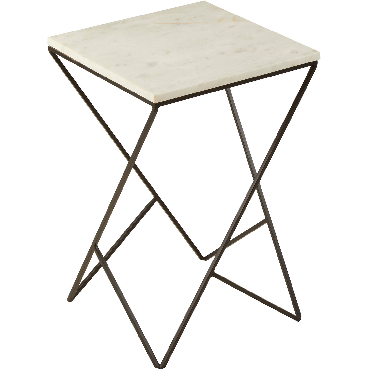 Shalimar Marble top Square Side Table - White