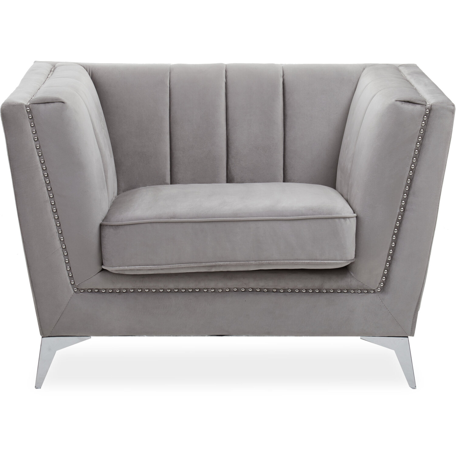 Interiors By Premier Hansa Grey Velvet Chair - Grey