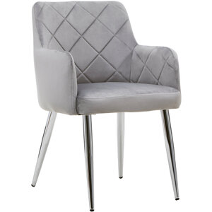 Tamzin Mink Velvet Quilted Dining Chair with Chrome Finish Legs