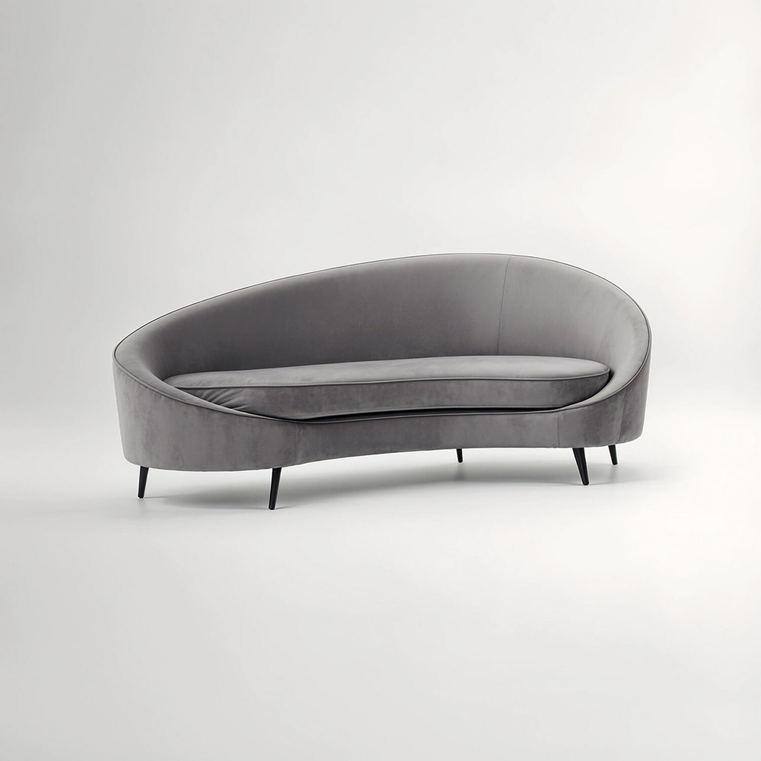 Hasina Three Seat Grey Velvet Sofa - Grey