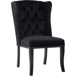 Kensington Townhouse Black Velvet Dining Chair with Dark Legs