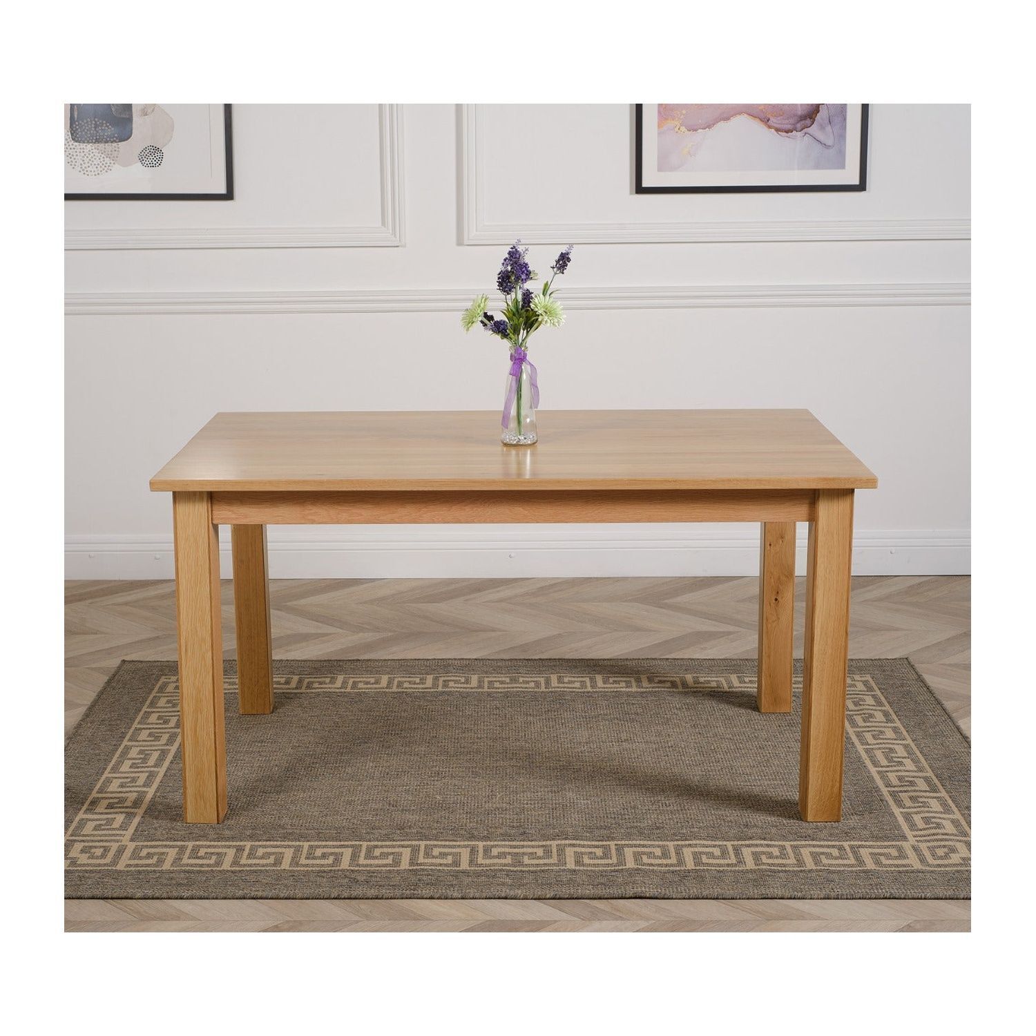 Thats Furniture Oslo 150 X 90 Cm Medium Oak Dining Table And 4 Washington Leather Chairs - Cream