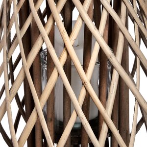 Large Coastal Wicker Lantern Handwoven Teardrop Candle Holder
